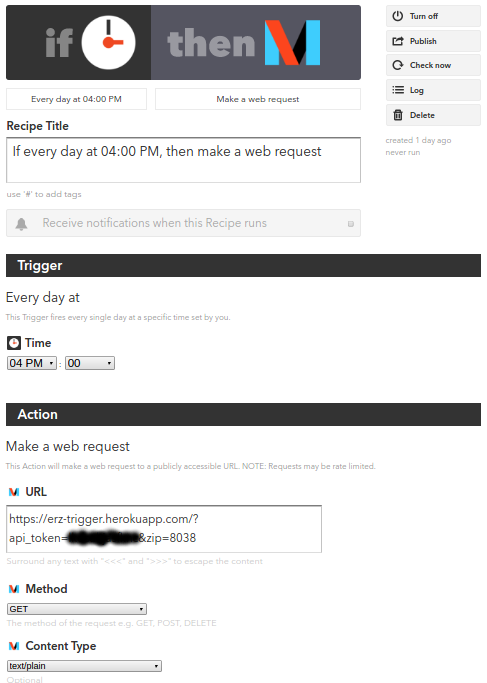 Recipe for time -> web request (cron)