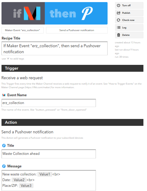Recipe for webhook -> push